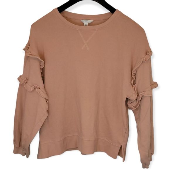 Time and Tru Sweaters - Time & Tru Pink Ruffle Sweater Size XL (16-18)